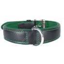 Ace Comfy LEATHER DOG COLLAR Padded And lined with soft Lamb's Leather (Forest Green Lining).